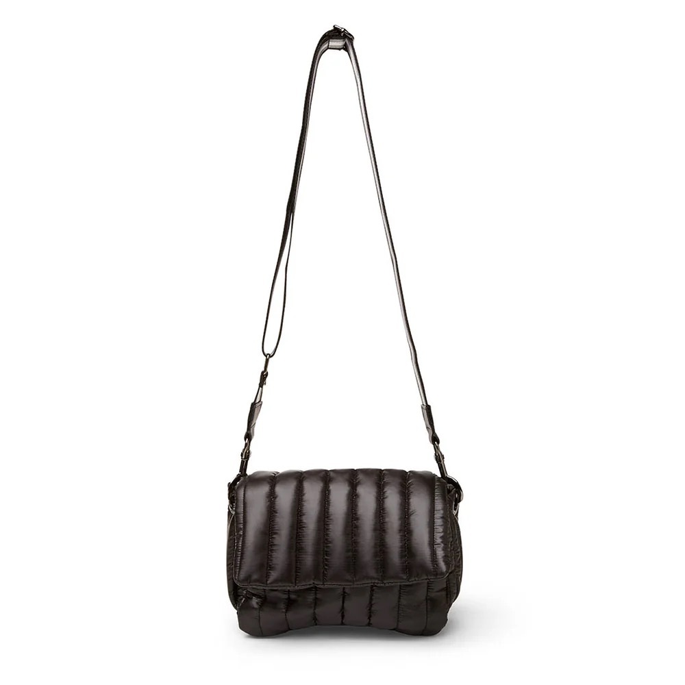 THINK ROYLN Quilted Puffer Crossbody Bag in Dark Brown